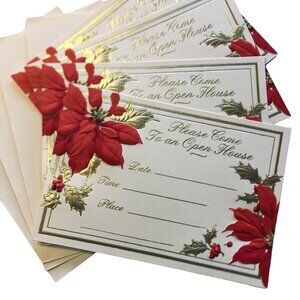 Vintage Christmas Open House Cards Envelopes Unused Lot of 4 Halmark XNN 15-5 u